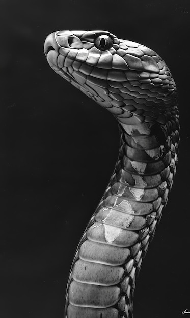 Un serpent noir et blanc élégant se tourne et se tourne gracieusement