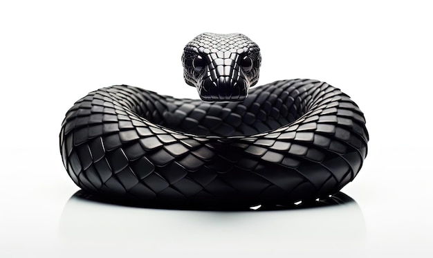 un serpent noir sur un fond blanc