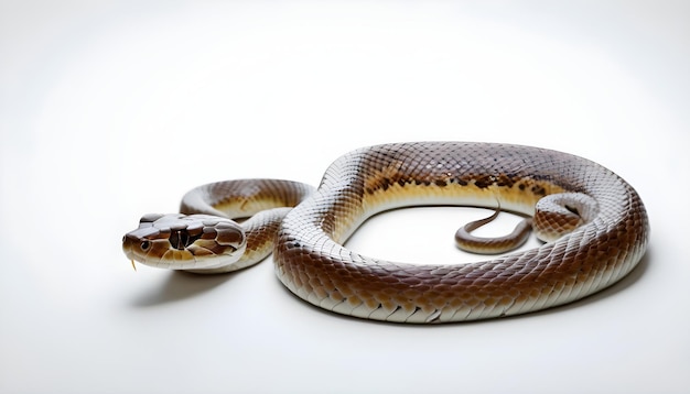 un serpent avec un œil noir et un fond blanc