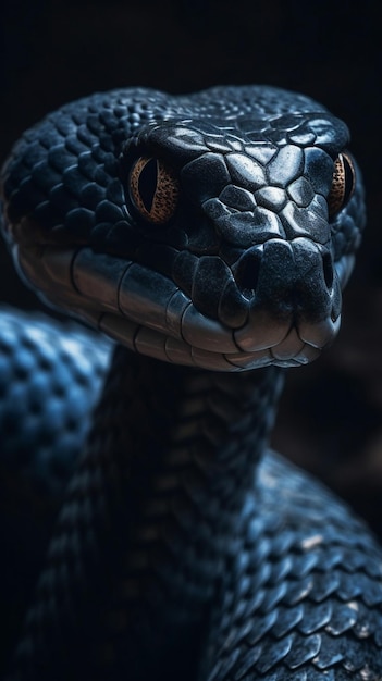 Photo un serpent à la peau bleue et à la peau noire