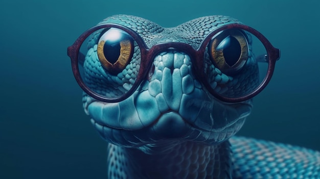 Serpent portant des lunettes Generative Ai