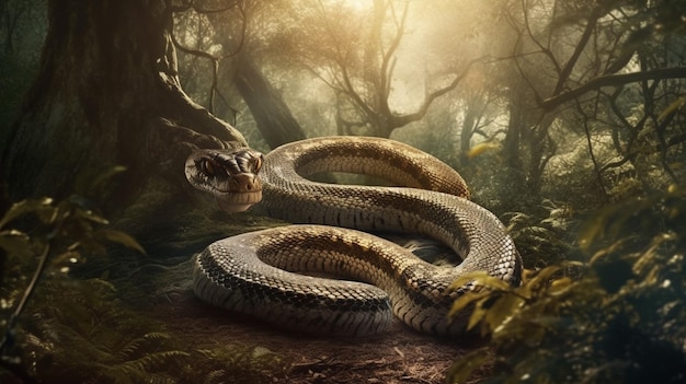 Photo un serpent qui se couche sur un rocher