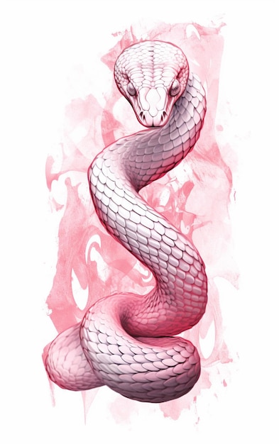 Un serpent rose sur fond rose