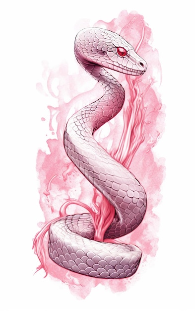 Un serpent rose sur fond rose