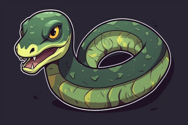 Un serpent avec un serpent vert dessus