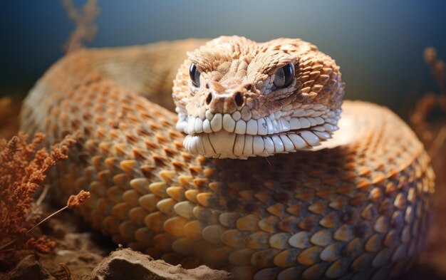 Photo le serpent à sonnettes est prêt à frapper