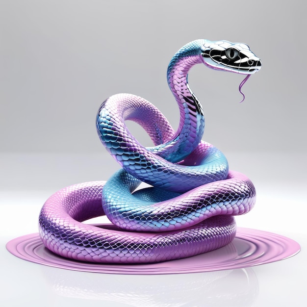 Serpent violet et bleu sur surface blanche