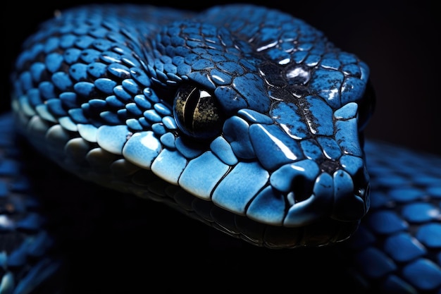 Photo le serpent vipère bleu en gros plan