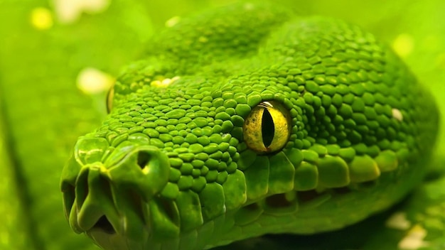 Photo le serpent vipère vert le serpent vert la photographie en gros plan des animaux le papier peint de la nature