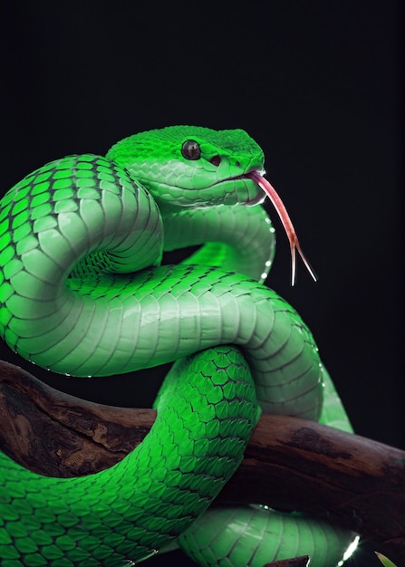 serpent vipère verte en gros plan