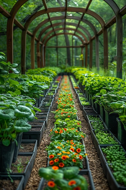 La serre communautaire de la ville cultive la récolte du quartier dans l'entreprise de jardinage local et