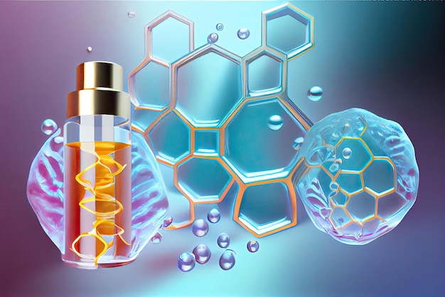 Sérum et vitamine de collagène 3D cosmétique Science