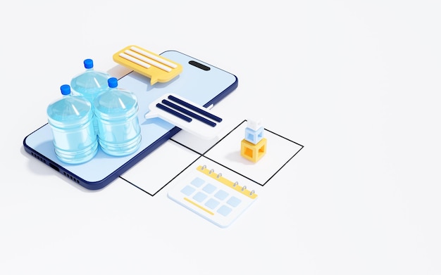 Photo le service de commande et de livraison d'eau en bouteille est un concept d'application mobile avec smartphone.