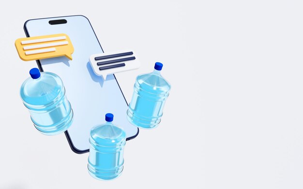 Photo le service de commande et de livraison d'eau en bouteille est un concept d'application mobile avec smartphone.