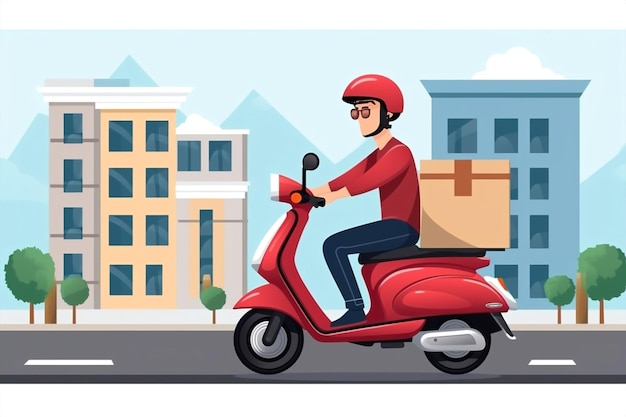 Service de livraison rapide par messager scooter moto