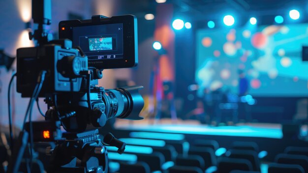 Service de production médiatique par caméra vidéo professionnelle générative d'IA lors d'une diffusion en direct d'un concert