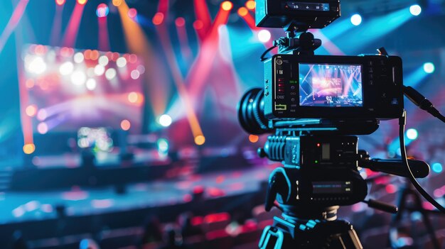 Service de production médiatique par caméra vidéo professionnelle générative d'IA lors d'une diffusion en direct d'un concert