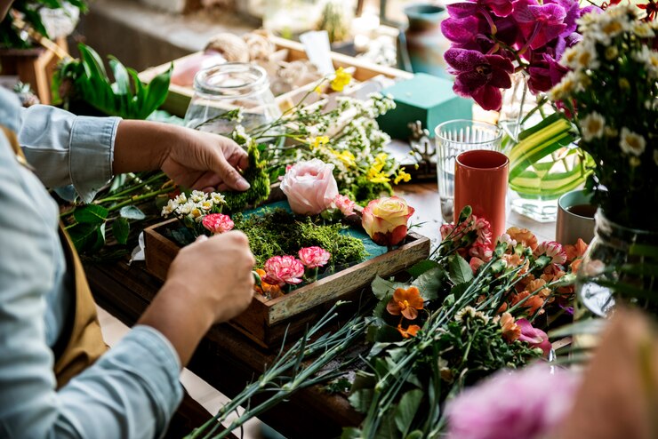 Photo service de travail de propriétaire de fleuriste