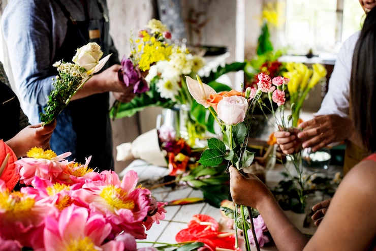 Photo service de travail de propriétaire de fleuriste