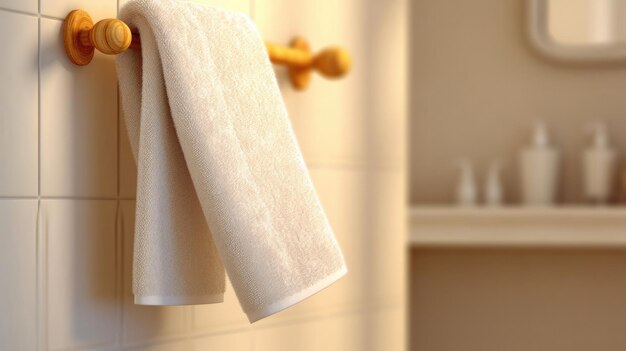 Serviette de bain en peluche accrochée au porte-serviettes