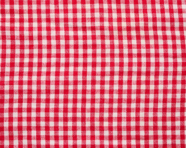 Serviette de cuisine en coton rouge blanc close up