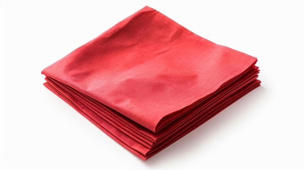 Serviette en papier rouge isolée sur fond blanc