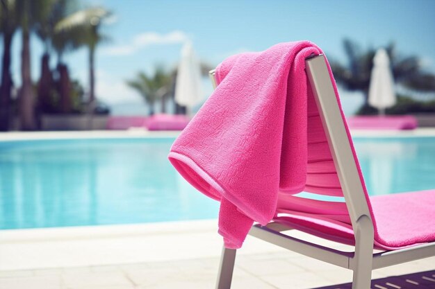 Serviette de piscine sur décoration de chaise autour de la piscine