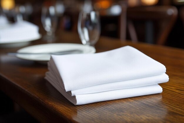 Photo des serviettes blanches propres et bien pliées sur la table