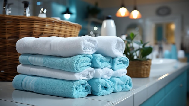 serviettes propres et douces dans la salle de bain