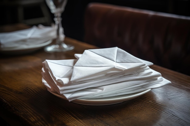 Serviettes sur une table en bois