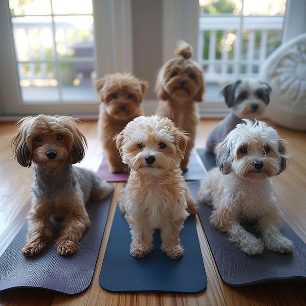 Session de yoga avec des chiens