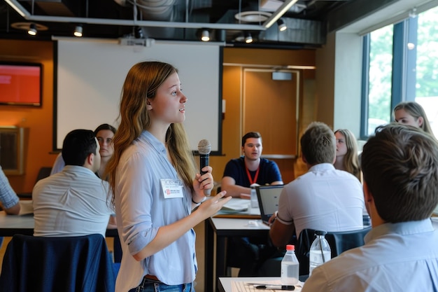 Sessions de présentation entrepreneuriale dans un incubateur de start-ups