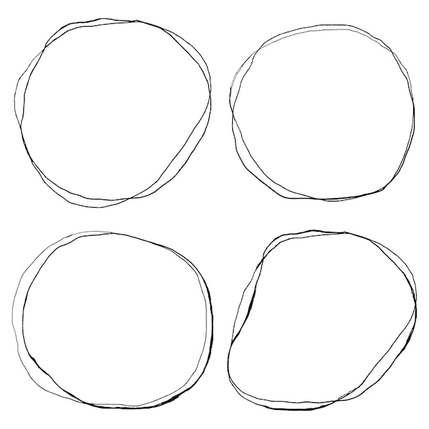 Set d'autocollants png de forme ronde dessinés à la main