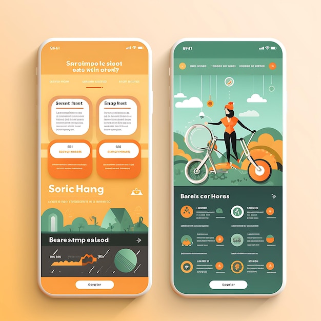 Photo set de bannières d'annonces d'applications de santé et de fitness équipement de fitness et heal flat design artistique 2d créatif