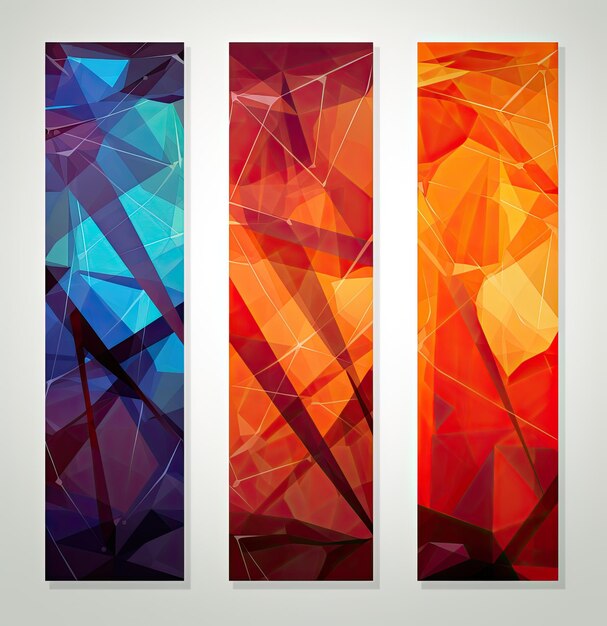 Set de bannières avec fond abstrait polygonal Illustration vectorielle