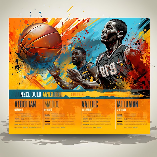 Photo set de bannières de publicité de basket-ball typographie audacieuse énergique et vibrante flat design artistique 2d créatif