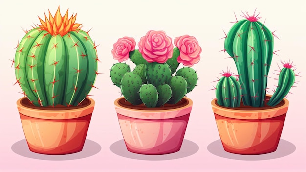 Set de cactus dans un pot