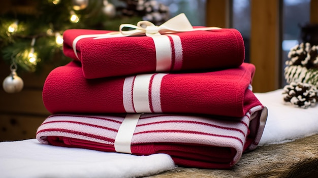 Set de cadeaux de Noël, couverture, serviette et textiles de décoration domestique comme cadeau de vacances pour un chalet de campagne anglais