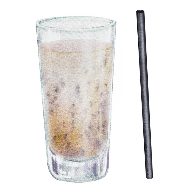 Set de cocktails d'été verres et verres avec boissons colorées Illustration à l'aquarelle dessinée à la main pour les recettes de listes d'alcool avec boissons