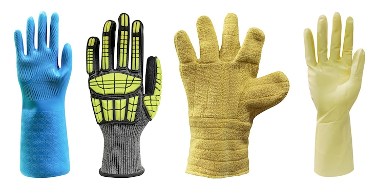 Photo set de collection de gants de protection isolés sur fond blanc avec chemin de coupe