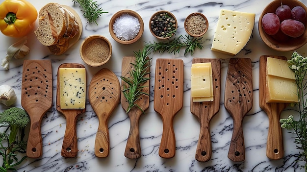 Photo set de couteau à fromage ergonomique une affiche présentant l'arrière-plan