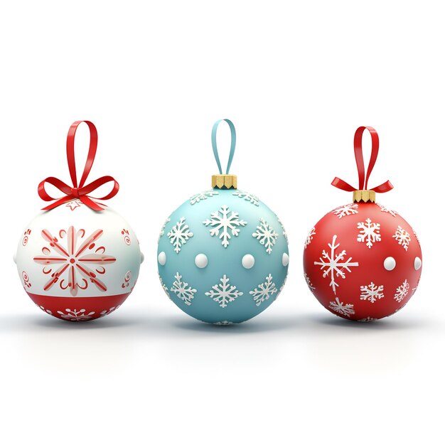 Set de décorations d'arbres de Noël de dessins différents sur fond blanc