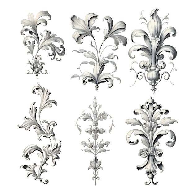 Set d'éléments vintage pour le design de style baroque