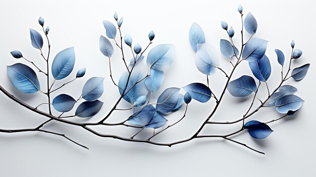 Set de feuilles d'arbre dorées et bleues