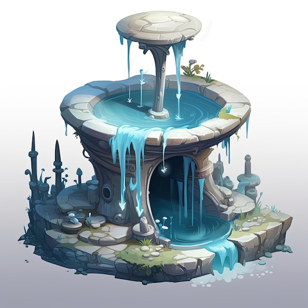 Set de fontaines Illustration vectorielle d'une fontaine d'eau dans le style des dessins animés