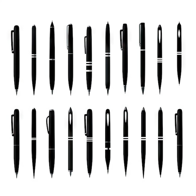 Photo set d'icônes de stylo simple collection d'icône de stylo noir isolé pour la conception de publicité pour les entreprises sur le web ai
