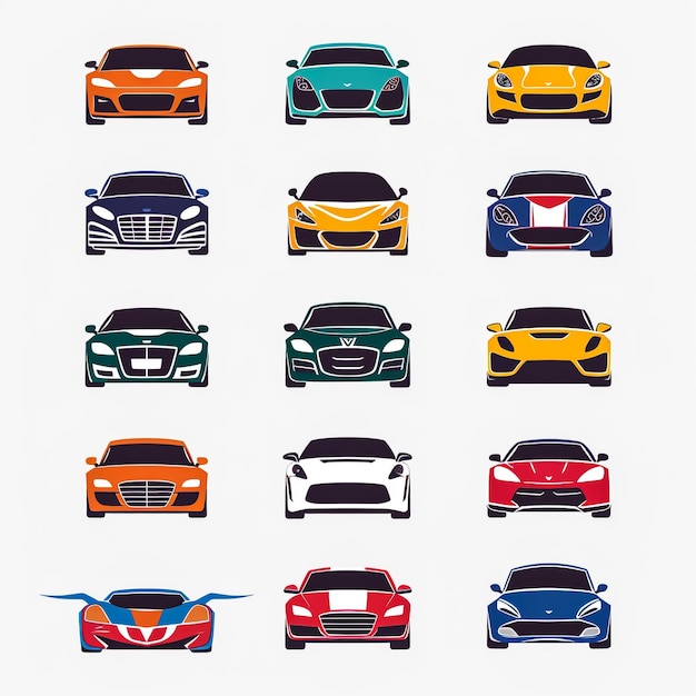 Set d'icônes de voitures de dessins animés