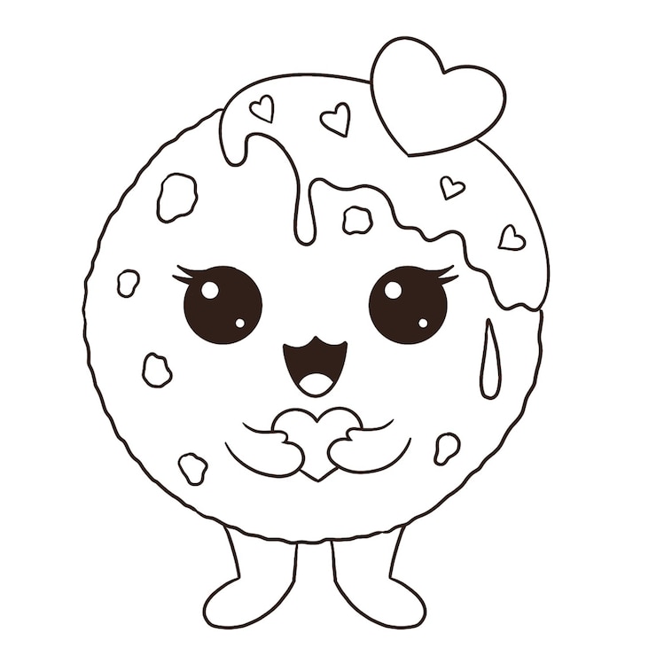 Photo set d'illustrations du dessert kawaii