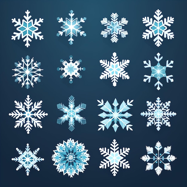 Set d'illustrations de flocons de neige vectoriels libres