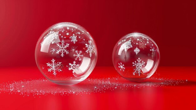 Photo set d'illustrations modernes réalistes de boules transparentes pour la décoration de noël et du nouvel an sphère de cristal vide de noël avec des étincelles